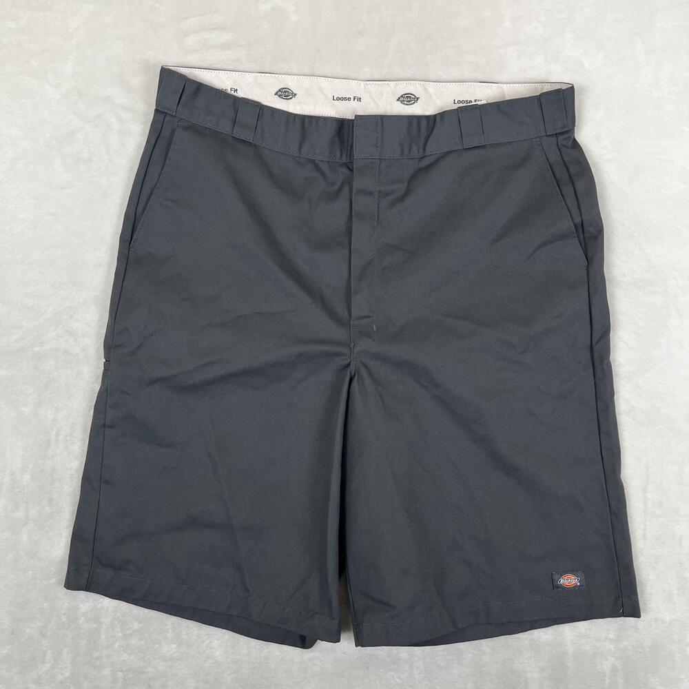 Dickies Shorts Mens 42 Gray Work Chino 12 Inseam Flat Front Workwear Utility